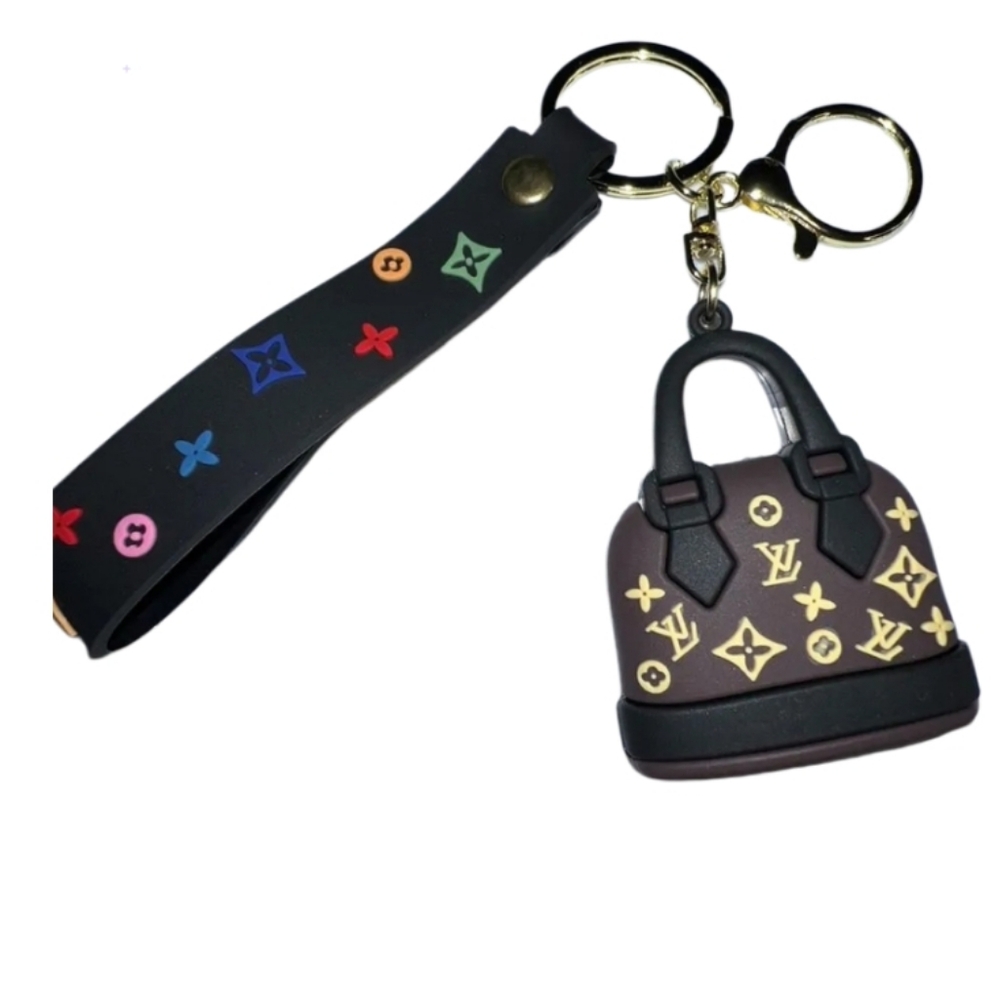 New Keychain, Wristlet‎ Fob, Luxury Designer Mini Bag, Black & Brown